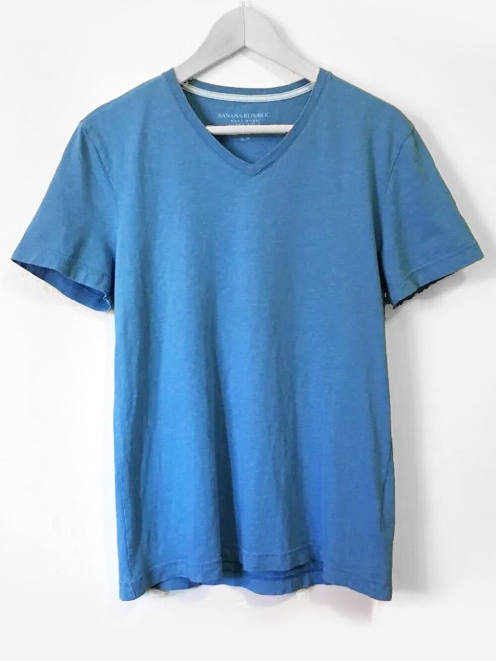 100% Cotton Banana Republic Soft Bright Blue Short Sleeve Tee Small